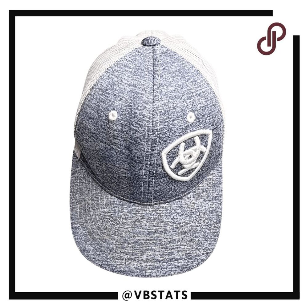 Ariat Men's Heather Embroidered‎ Logo Snapback Mesh Trucker Cap Hat Gray White